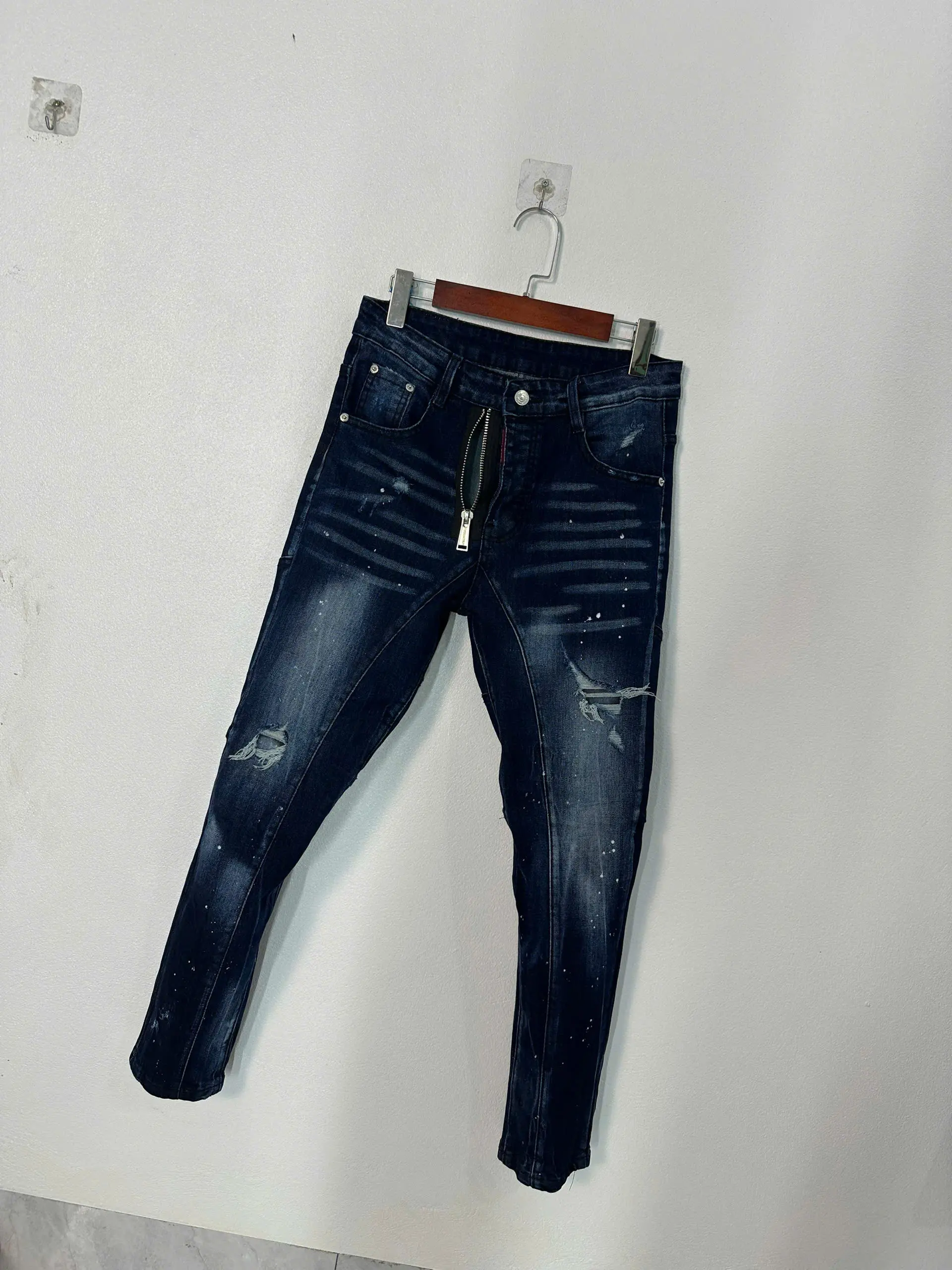 quần jean nam biker xanh đậm khoá lệch ( biker 1)
