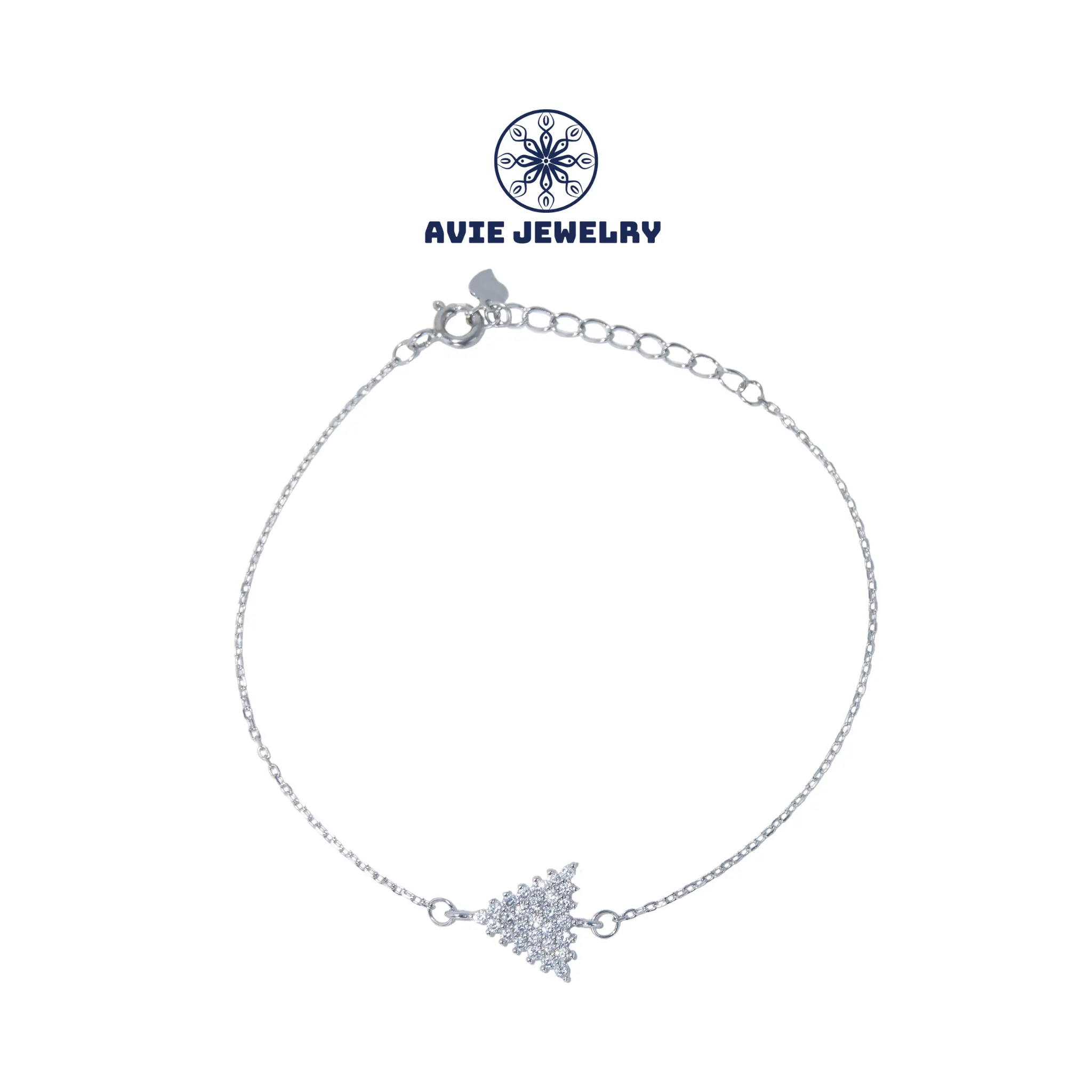 Lắc tay bạc nữ 925 AVIE Mặt Tam Giác Đính Đá Lấp Lánh Siêu xinh AVIE JEWELRY LTAVIE0120