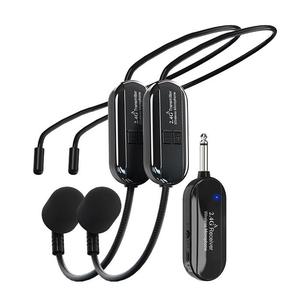 Sistema de micrófono inalámbrico para 2 personas, alcance 160 pies, sonido original, efectos de reverberación 3D, compatible con conectores de 6.35 mm y 3.5 mm, adecuado para altavoces y amplificación de voz.