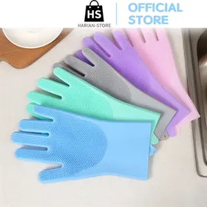 (Harian-Store)Sarung Tangan Silikon Rubber H1148 Gloves Sikat Mandi Hewan Peliharaan Sarung Tangan Cuci Piring Pelindung Tangan Karet Latex Serbaguna