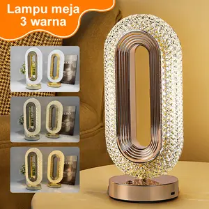 Lampu Meja Crystal Aesthetic Acrylic 3 Warna Lampu Tidur dengan Sensor Sentuh Baterai Lithium 1200mAh untuk Dekorasi Modern dan Hemat Energi