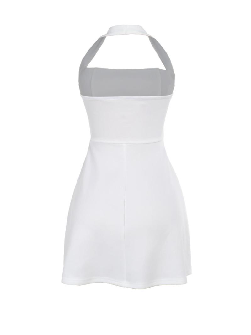 Product Introduction of Women's Plain Backless Halter Neck A Line Dress, Elegant Sleeveless Short Dress for Party Dating Wear, Ladies Clothes for Summer 2
