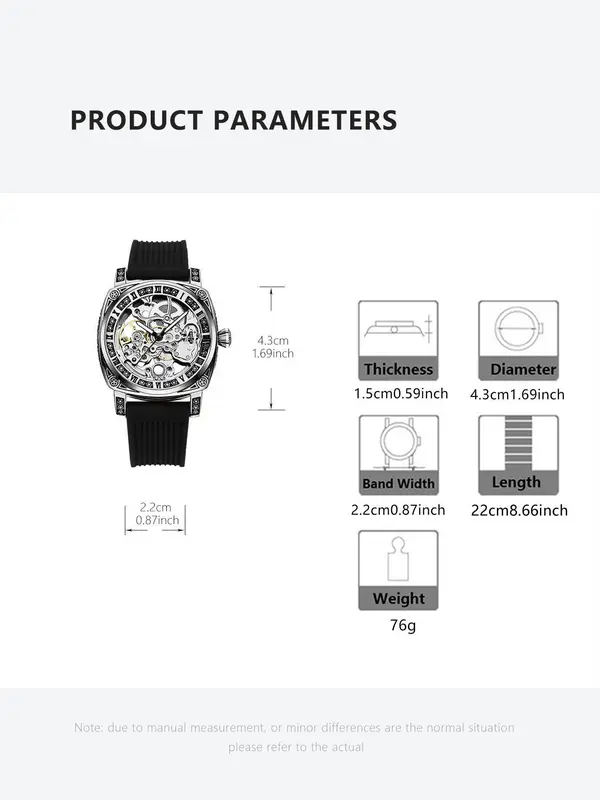 Men's Business Fashion Mechanical Watch, Fashion Watch with  Silicone Strap, Trendy Watch for Daily Life, with Box 1