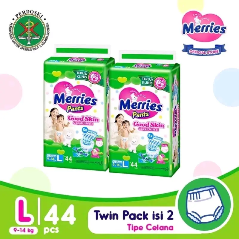 (2BALL) MERRIES PANTS GOOD SKIN M50 L44 XL38 XXL28 Diapers Bayi 3
