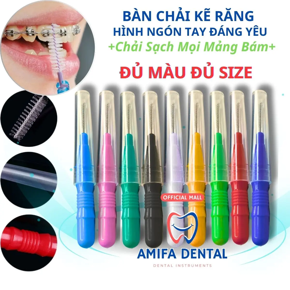 Bàn Chải Kẽ Răng Mini Hình Ngón Tay, Bàn Chải Chỉnh Nha, Bàn Chải Làm Sạch Kẽ Răng Hiệu Quả