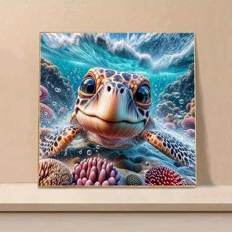5D DIY Diamond Arts Colorful Painting Kit, Sea Turtle Pattern Diamond Arts Colorful Painting without Frame, DIY Decorative Art Picture for Beginner 2