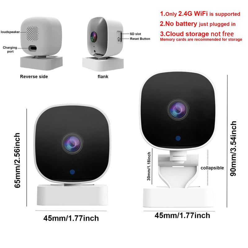 Product Introduction of Smart Home Security Camera, 2.4G WiFi Wireless Camera with Night Vision, Indoor Remote Camera, Portable Camera for Home Security, Camera Security 1