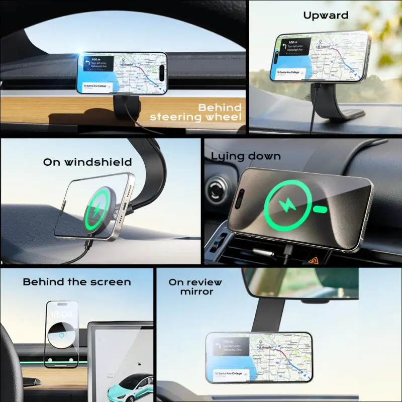 Magnetic Car Phone Holder, Multipurpose Car Phone Holder with 2 Magnetic Ring & 1 Base, Compatible with iPhone 15/14/13/12 Pro Plus Max 5