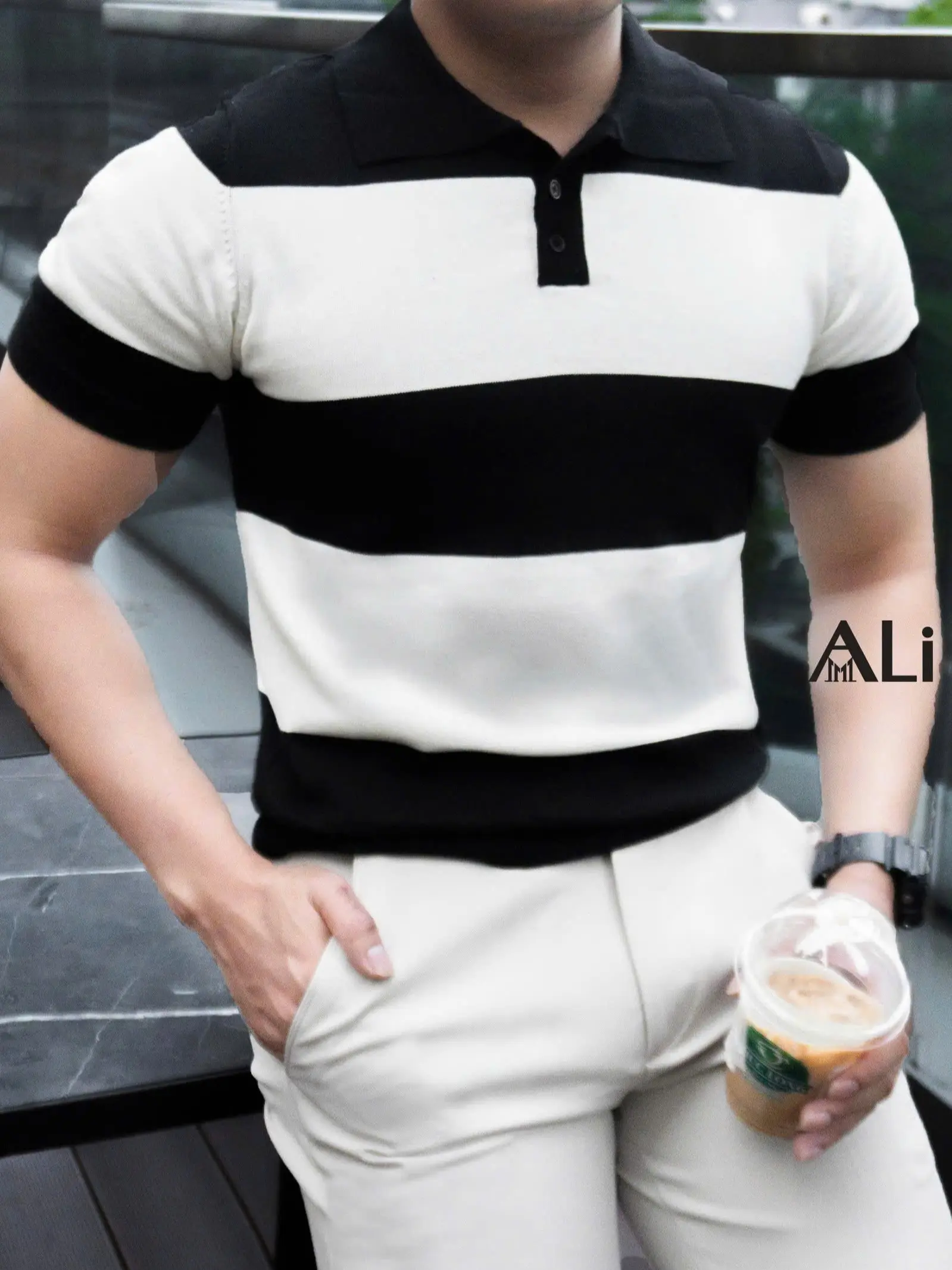 MÃ 15 [ ÁO DỆT KIM CAO CẤP ]   Phối Kẻ Sọc ( tặng vớ )  Nam Menswear áo  len