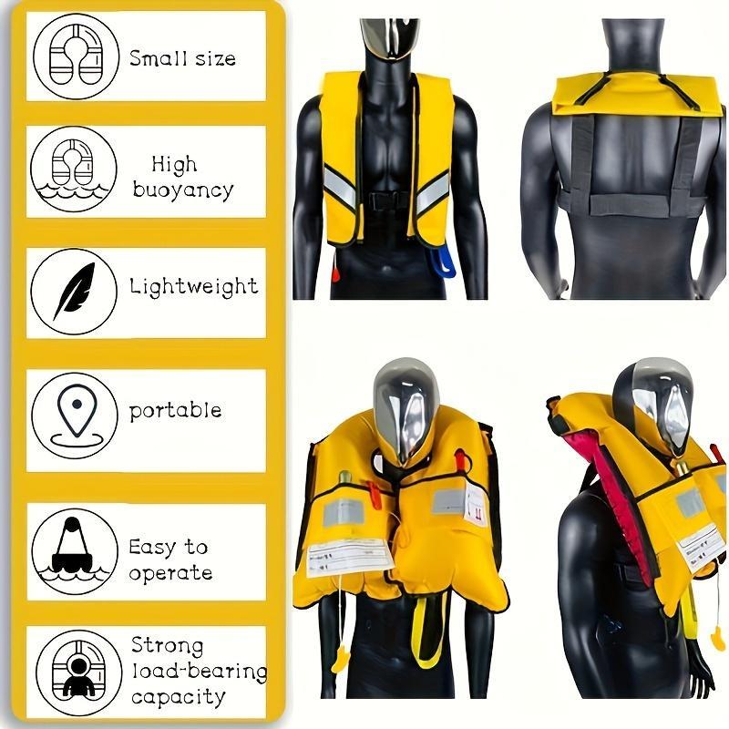 Product Introduction of Life Jacket, Inflation Nylon Adjustable Buckle Swim Vest with Reflective Strips & Whistle, Water Sports Life Vest for Fishing 4
