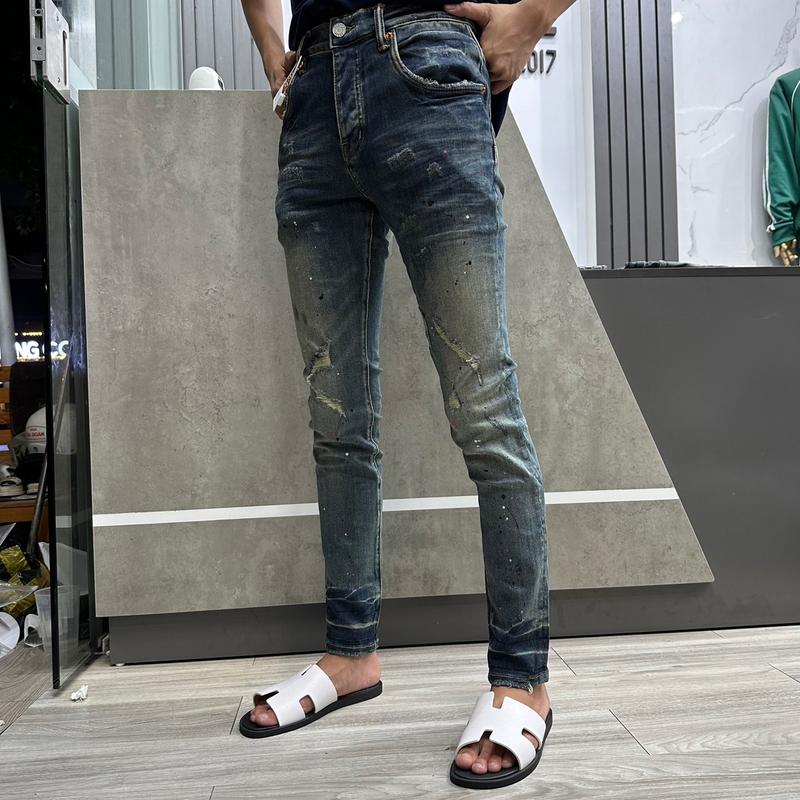 Quần jean bò purple rách nhẹ mẫu mới bốn cúc Nam