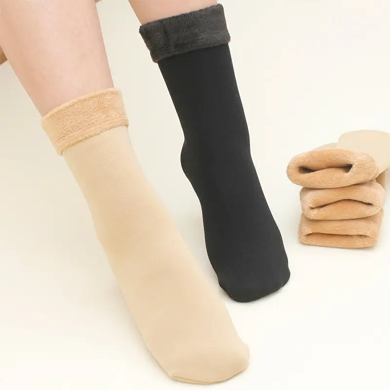 Autumn and Winter Velvet Thickening Socks Women's Warm Snow Socks Casual Mid-Calf Room Socks Knee High over-the-Knee Socks Wholesale