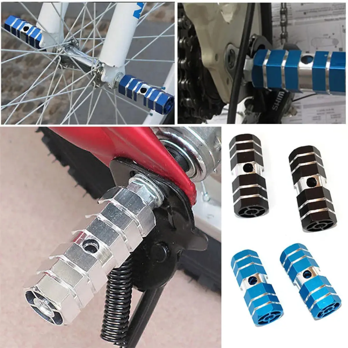 PHỤ KIỆN XE ĐẠP để chân nhôm dành cho xe MTB, BMX lắp trục trước và sau