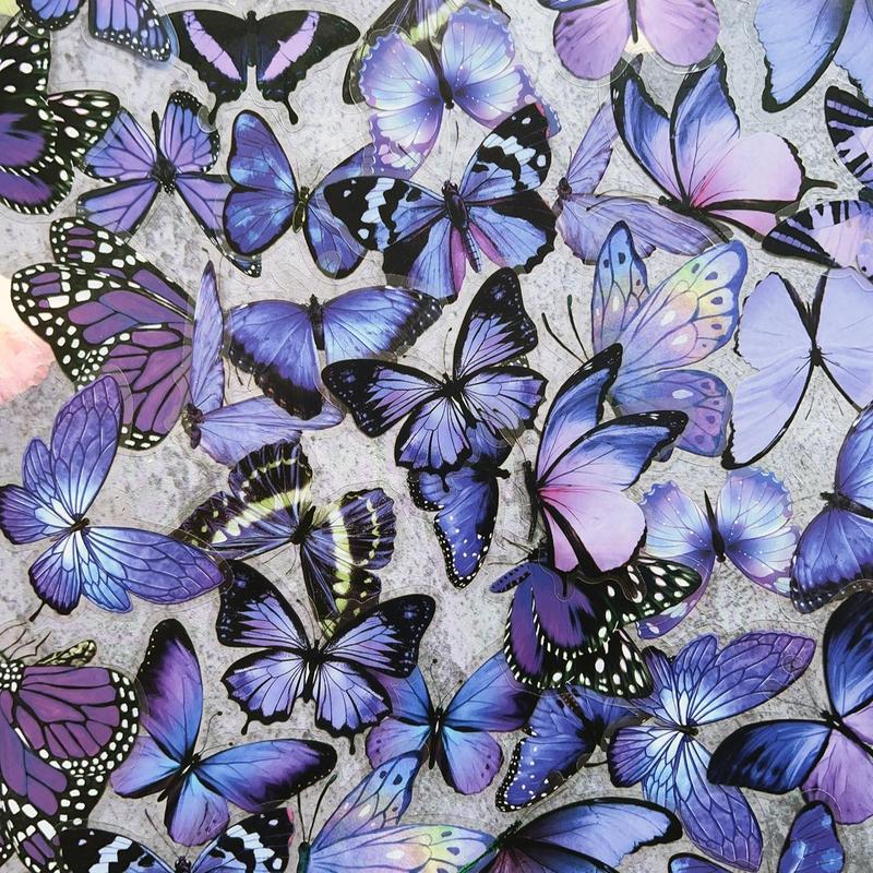 40pcs Butterfly Pattern Notebook Decoration Sticker, Decorative Collage Decal, DIY Decorative Sticker For Stationery Computer Water Bottle Skateboard 5