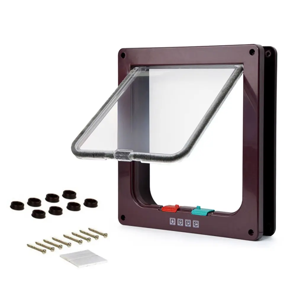 Pet Flap Door Small Medium Pet Security Door Flap Door 4 Way Kitten Safety Flap Door Large Dogs Cats Freedom Door
