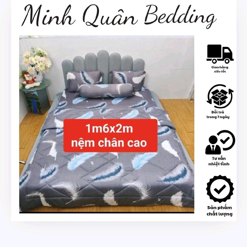 bộ thun lạnh Hàn Quốc 1m6x2m chân cao bộ 4 món( áo ôm dây rút)thun lạnh Hàn Quốc, 2 nằm +1 ôm + 1ga bo thun
