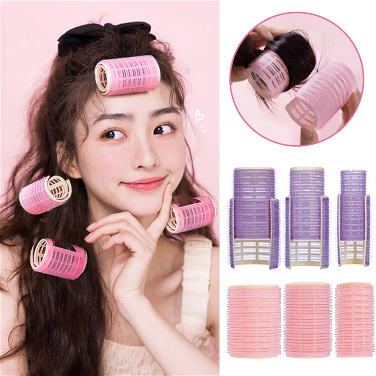 Con Lăn Tóc, Nhiều Kích Cỡ, Lọn Tóc Tự Nhiên, Máy Uốn Tóc Bang, Con Lăn Tự Dính, Tóc Bồng Bềnh, Sử Dụng Tại Nhà, Dụng Cụ Tạo Kiểu Tự Làm