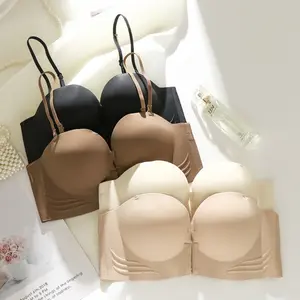 LuxuryOlshop Bra Wanita Push Up Busa Tebal Tanpa Kawat Pakaian Dalam Wanita Bh Seamless Push Up Kait Depan Kemben Bisa Tanpa Tali L031