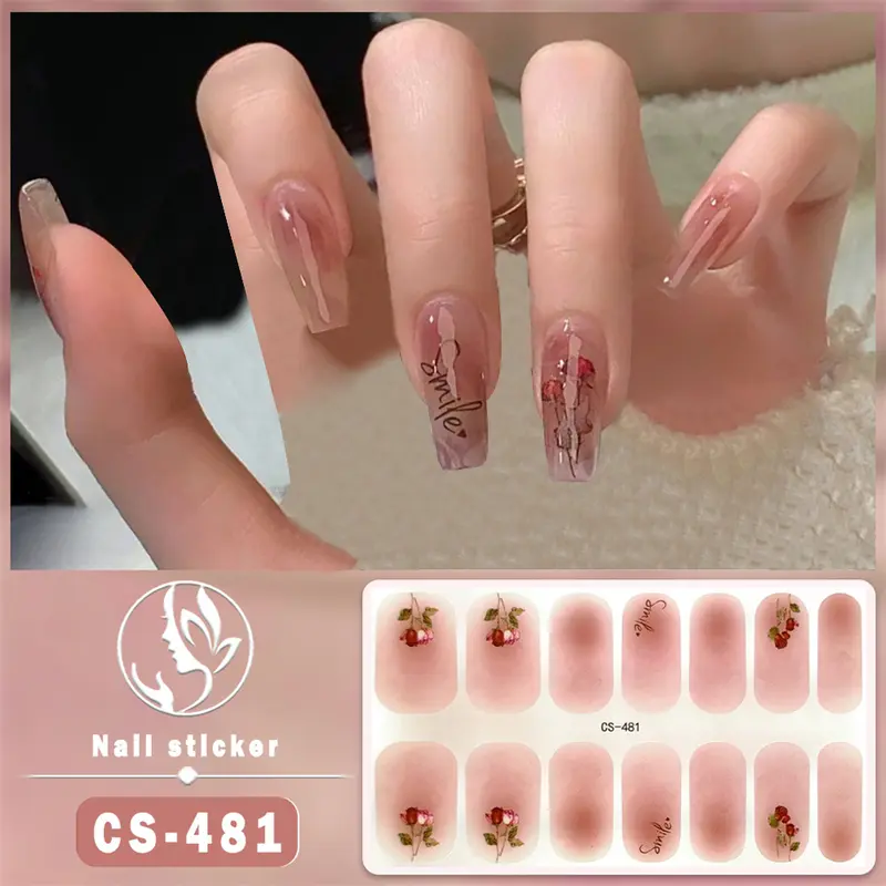 Miếng Dán Móng Tay Gel Nướng Tự Do, Phong Cách Mới, Không Có Đèn UV, Thiết Kế Hoa Và Bướm, Không Thấm Nước, Miếng Dán Đầy Đủ, [Ruiyap] 3