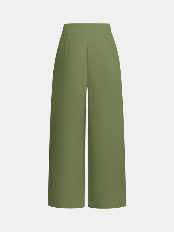 YOZY Women's Solid Plicated Tie Front Straight Leg Pants, Casual Comfy High Waist Trousers for Summer, Fashion Women's Bottoms for Daily Wear 7