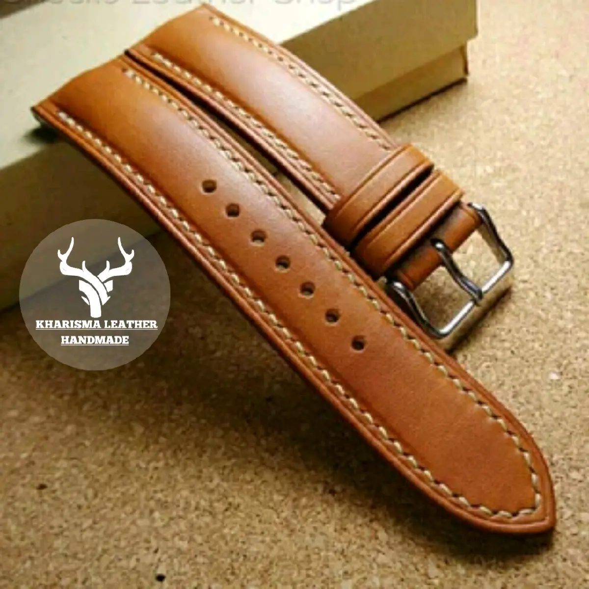 STRAP JAM TANGAN KULIT ORIGINAL MODEL TAPER SHAPE / STICHING OPEN LOOP / WARNA COKLAT 016 Hitam