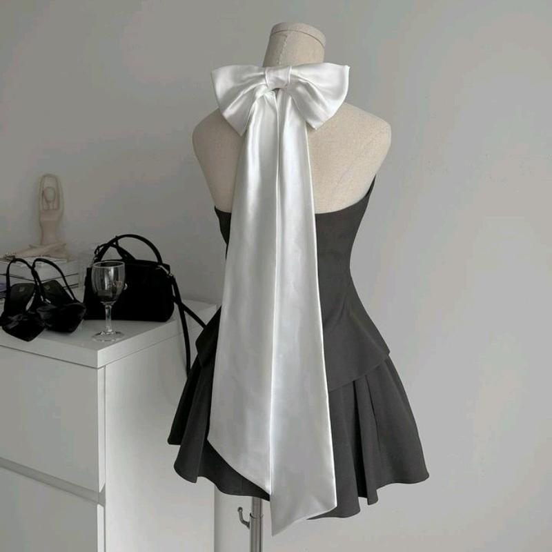XẢ KHO Set Áo Gile Nơ To Sau Lưng và Chân Váy Xòe Ningxi Set