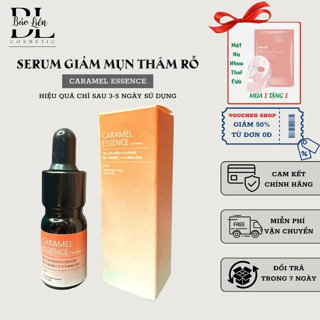 Serum Caramel Essence 5ml hỗ trợ làm sạch da mụn Chăm Sóc Da Làm Đẹp Da