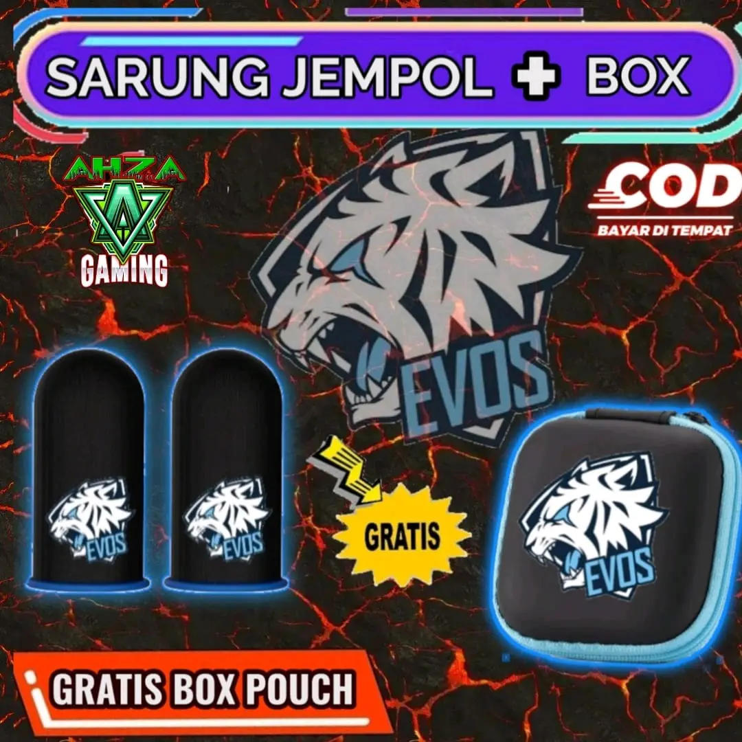 Sepasang sarung Jempol Evos + Box Pouch Premium Game Ml Ff Pubg Murah Isi 2Pcs