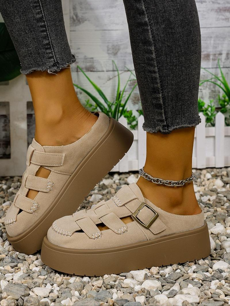 Product Introduction of Women's Fashionable Solid Color Platform Slides, Casual Comfortable Thick Sole Slippers for Beach, All-match Commuter Shoes for Daily Wear, Girl 7