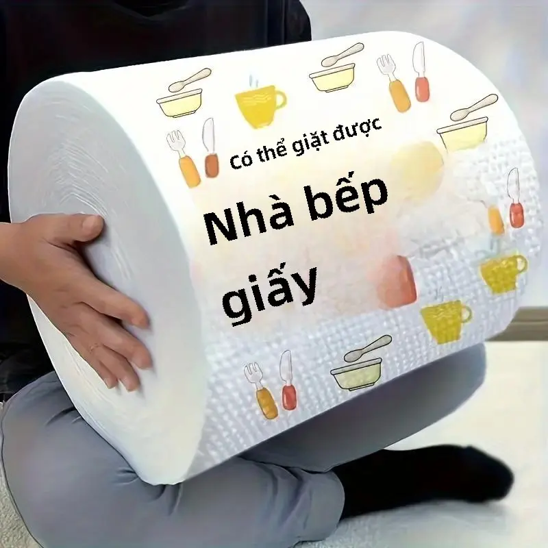 Giẻ lười, Khăn giấy dùng một lần cho nhà bếp, Khăn sử dụng kép ướt và khô có thể giặt được, Vải rửa bát, Giẻ dầu chống dính, Giẻ dầu khử mùi, Giẻ lau gia đình, Vải lau, Đồ dùng vệ sinh, Dụng cụ làm sạch, Dụng cụ làm sạch, 1 cuộn (400 tờ)