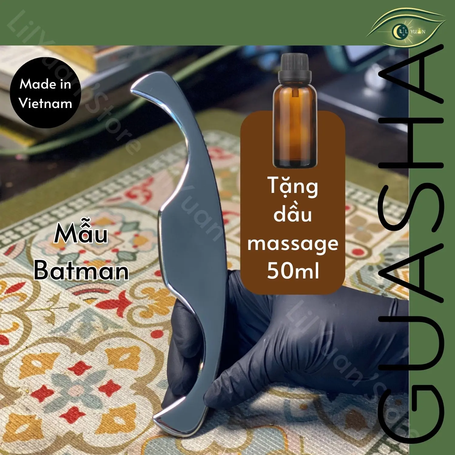 [Tặng Dầu Massage] Dụng Cụ Cạo Guasha Kèm Túi Đựng Thép Không Gỉ Mát Xa Cơ Bắp Thư Giãn Cơ LilYuan'Store