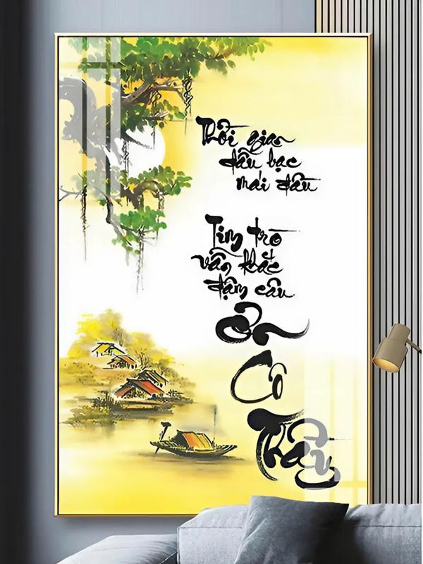 Tranh thư pháp tặng thầy cô 20 11 tranh tri ân ơn thầy ơn cô tranh gỗ tráng gương khung composite bền kèm đinh treo trang trí decor phòng khách Treo Tường.