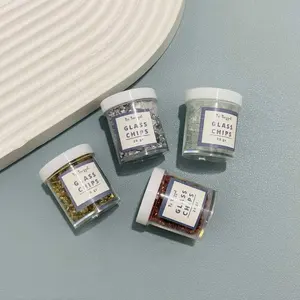 Glass Chips PAKET 4 Warna Pecahan Kaca Batu Kristal Glass Like Bead Clear Colourful Berwarna Dekorasi Ornament Gold