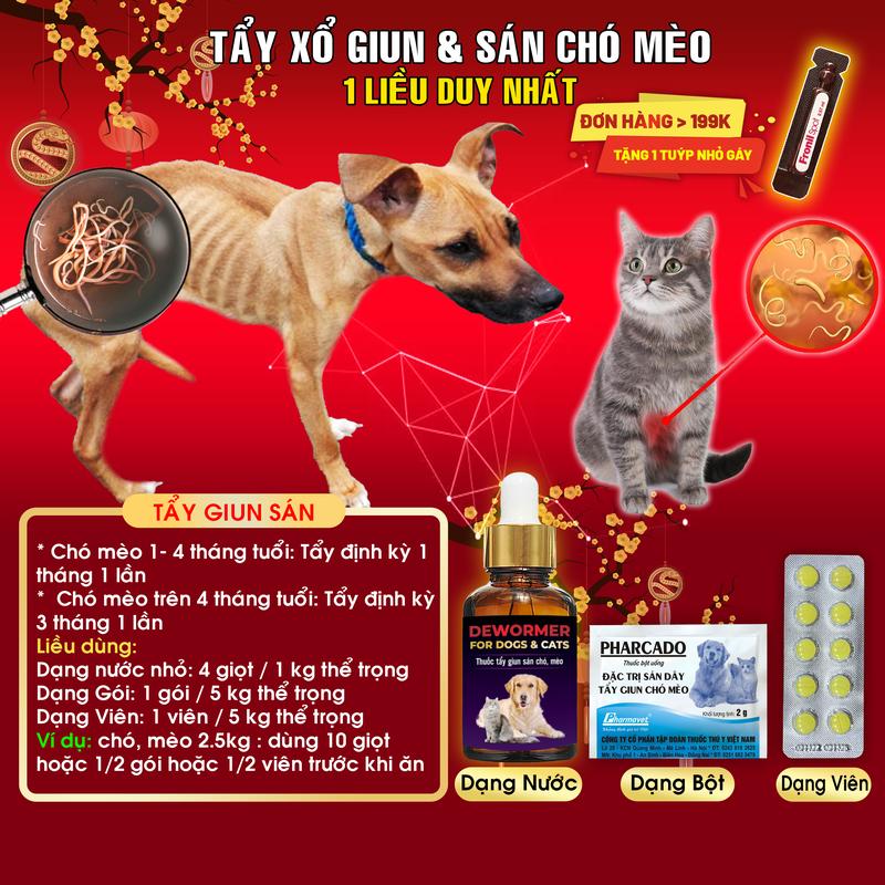 Tẩy Xổ Giun Sán Cho Chó Mèo - Phòng ngừa rối loạn tiêu hóa