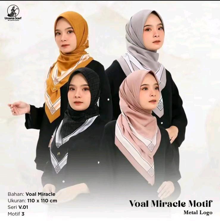 PAKET USAHA HIJAB SEGI EMPAT UMAMA MOTIF 100 RIBU 6 PCS Logo Metal Voal Square Gold Muslim Kerudung Mewah Lembut Nyaman Cantik 2