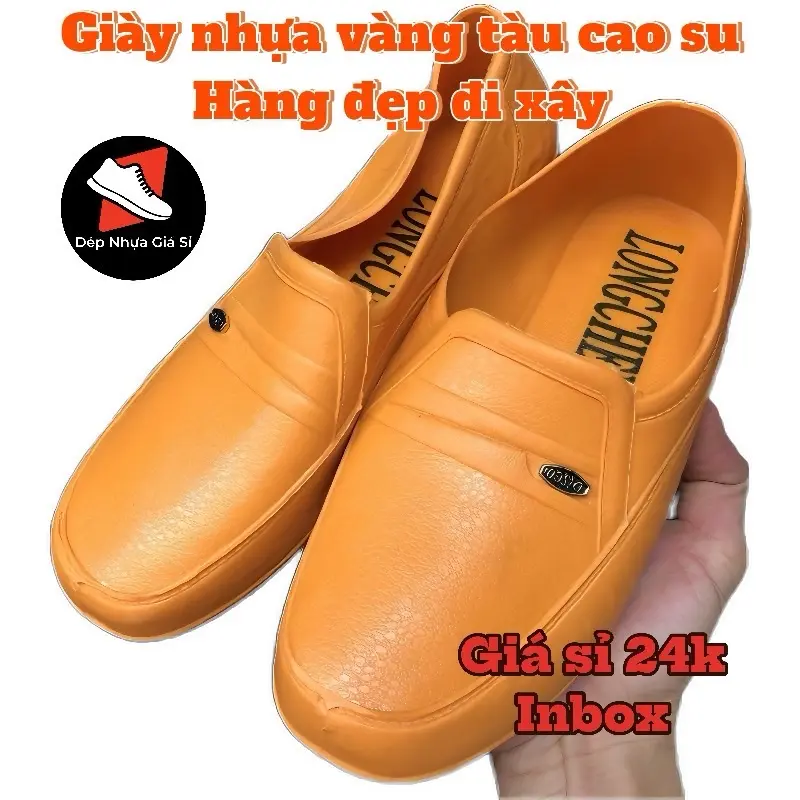 Giày nhựa vàng nam lao động đi xây phụ hồ chống nước, hàng tàu sịn giá rẻ 318 Cao Su Loafer
