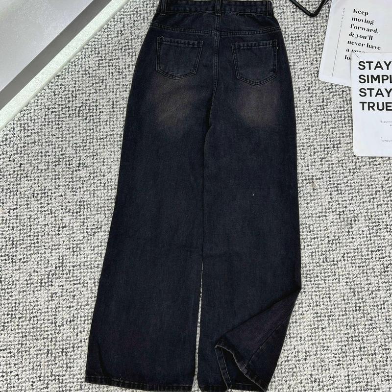 Quần jean ống rộng loe màu retro mài chất jean mềm Women - 7613/6222 8