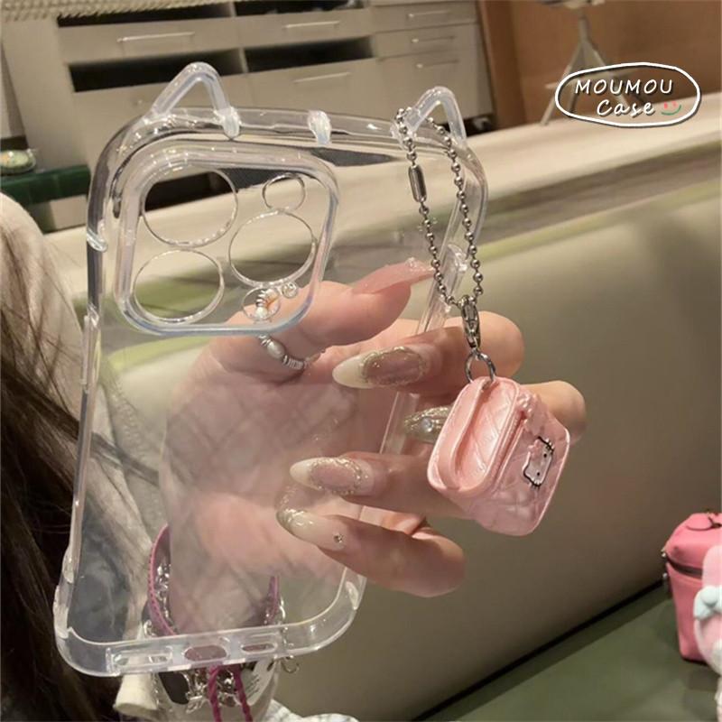 Hộp IPhone 11 14 16 12 13 14 Pro Max X XR 7 8 15 XS Max 14 15 16 Pro SE Tai Mèo Sáng Tạo Mới Trong Vỏ Mềm Trong Suốt