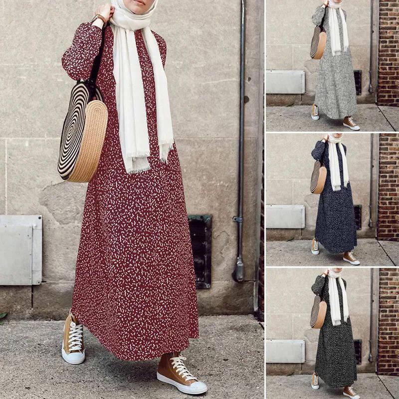 Product Introduction of SS24 Women Muslim Long Sleeve Abaya Kaftan Polka Dots Casual Loose Shirt Dress 2023. 6