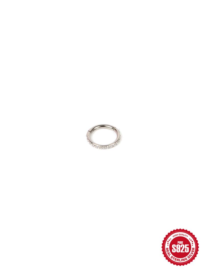 Product Introduction of 925 Sterling Silver Mini Classic Pierced Earrings, Minimalist Rhinestone Inlaid Hoop Earring, New Fashion Exquisite Ear Jewelry for Women As Gift 3