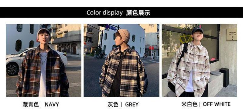 Product Introduction of Áo sơ mi kẻ sọc retro của Mỹ dành cho nam giới, áo khoác mùa thu, phong cách Hàn Quốc, trang phục Thương Hiệu Thời Trang , Cặp đôi trẻ trung, áo sơ mi dài tay 2