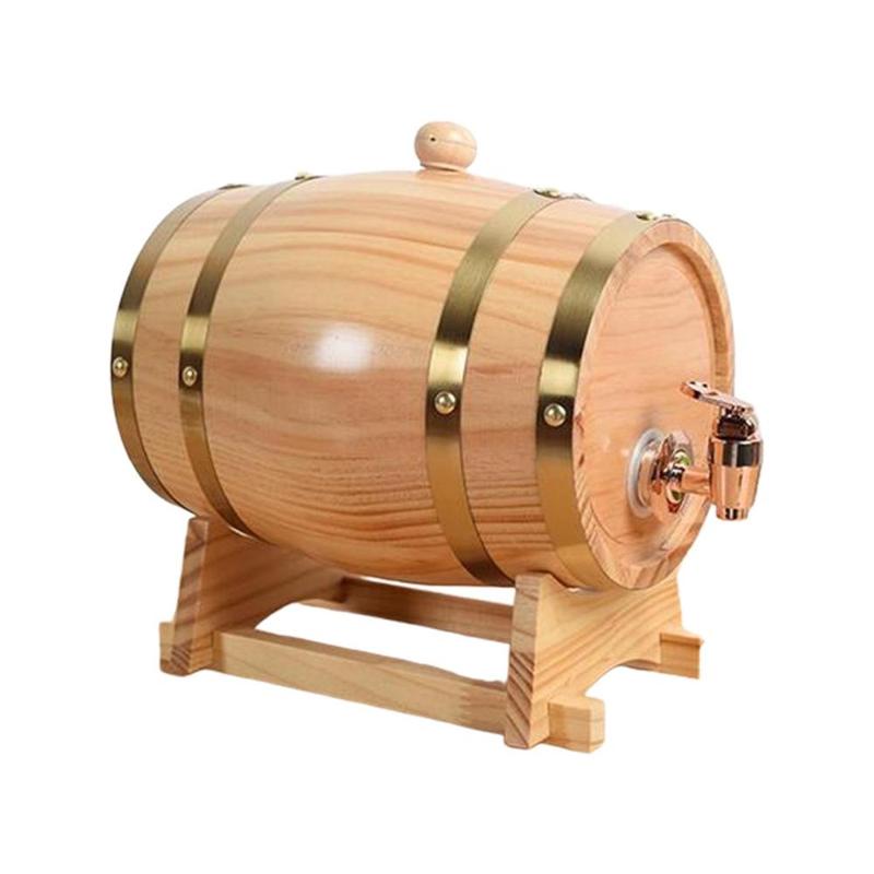 Oak Wine Barrel with Stand with Faucet Large Capacity Accessories Retro Wood Wine Barrel for Cocktail Beer Whiskey Bar 6