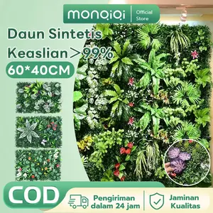 Terbaru MONQIQI 60*40CM Artificial Flower Rumput Dinding Bunga Hias Pagar Sintetis Rumput Dekorasi Hijau Plastik