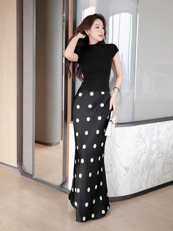 Chân váy dáng dài đuôi cá chấm bi COCOBEBE APE SKIRT