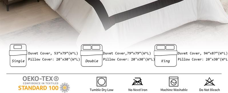 Product Introduction of Hotel Duvet Cover Set 3Pcs Microfiber Simple Line Style Bedding Set Ultra Soft Quilt Cover Set with Pillowcases, Navy, King 8
