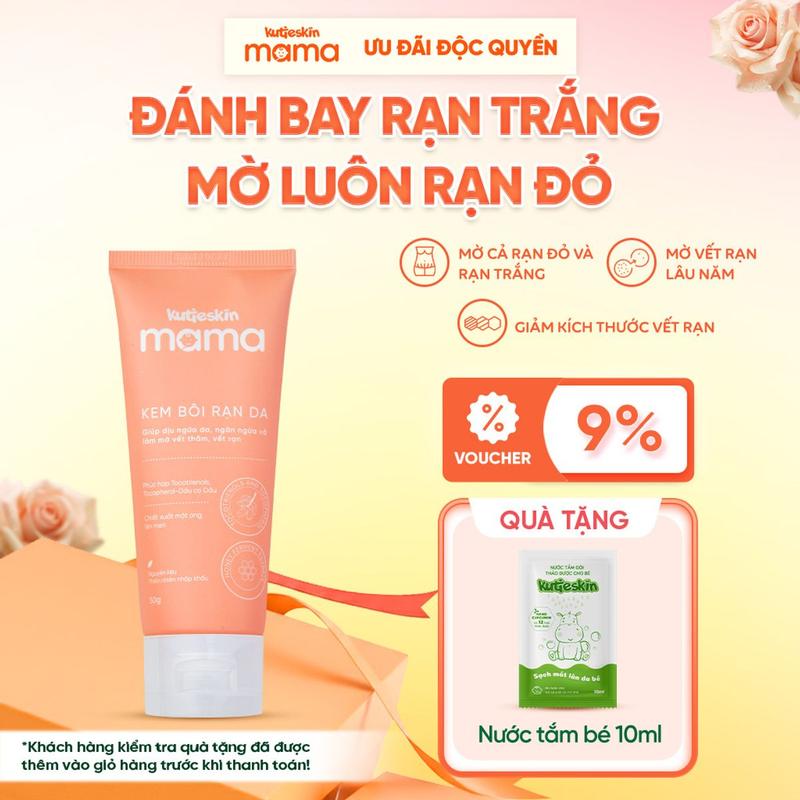 Kem Bôi Rạn Da 50g Và Dầu Rạn Da 125ml Kutieskin Mama Giúp Dưỡng Ẩm, Dịu Da, Hỗ Trợ Cải Thiện Rạn Trắng Và Rạn Đỏ