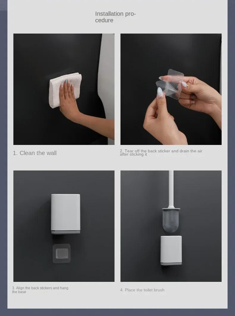 Product Introduction of Silicone TPR Toilet Brush and Holder Flat Head Soft Bristles Bathroom Cleaning Brushes Household Silicone Bristles for ToiletS 21
