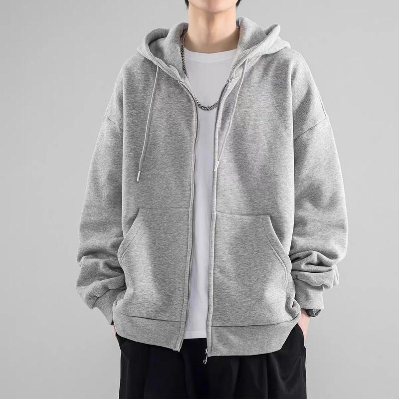 ÁO KHOÁC NỈ HOODIE NAM DÂY KÉO NÓN TO TRƠN CÓ TÚI 2 MÀU ĐEN VÀ XÁM