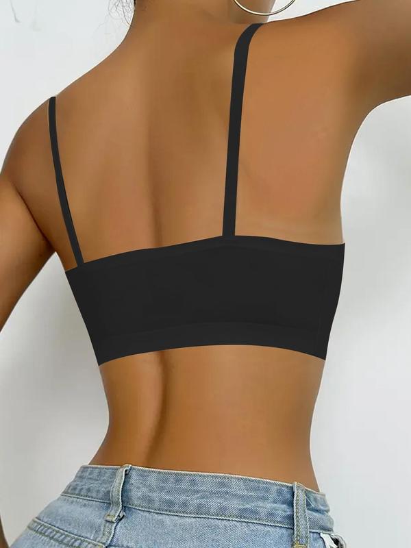 Women's Solid Color Adjustable Strap Padded Wireless Bra, Soft Comfortable Breathable Seamless Push Up Lingerie Top, Lingerie for Fall, Pushbra 8