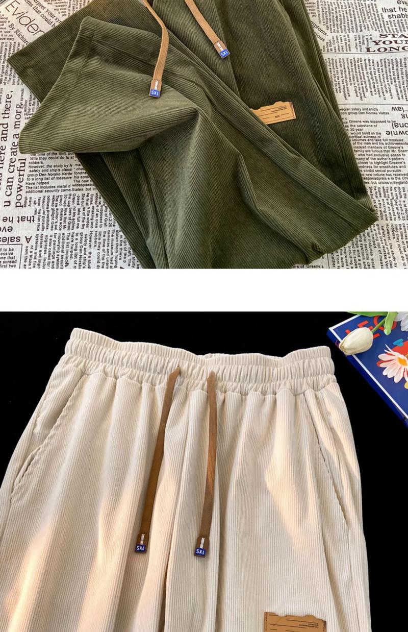 Product Introduction of Korean Version Of Corduroy Wide Leg Pants For Women High Waisted Casual Floor Mop Pants Straight Leg Sports Pants Vintage Casual Jogger Sporty Soft Full-Length Straight Trousers 19